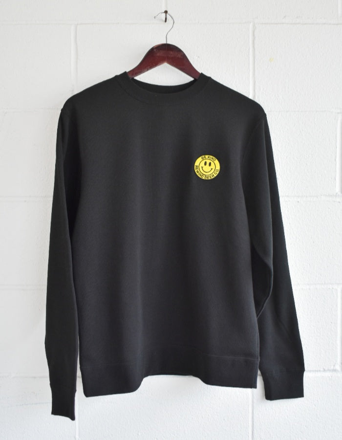 Black Crewneck Sweater with Happy Face