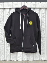 Load image into Gallery viewer, Black Full Zip Happy Face Hoody
